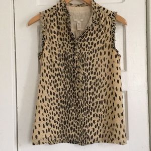 Silk JCrew Leopard Print Top